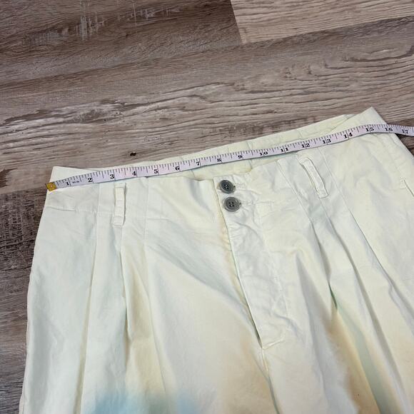 YMC Pleated Cotton Trousers Pale Green High Rise Wide Leg Pants L - Picture 8 of 10